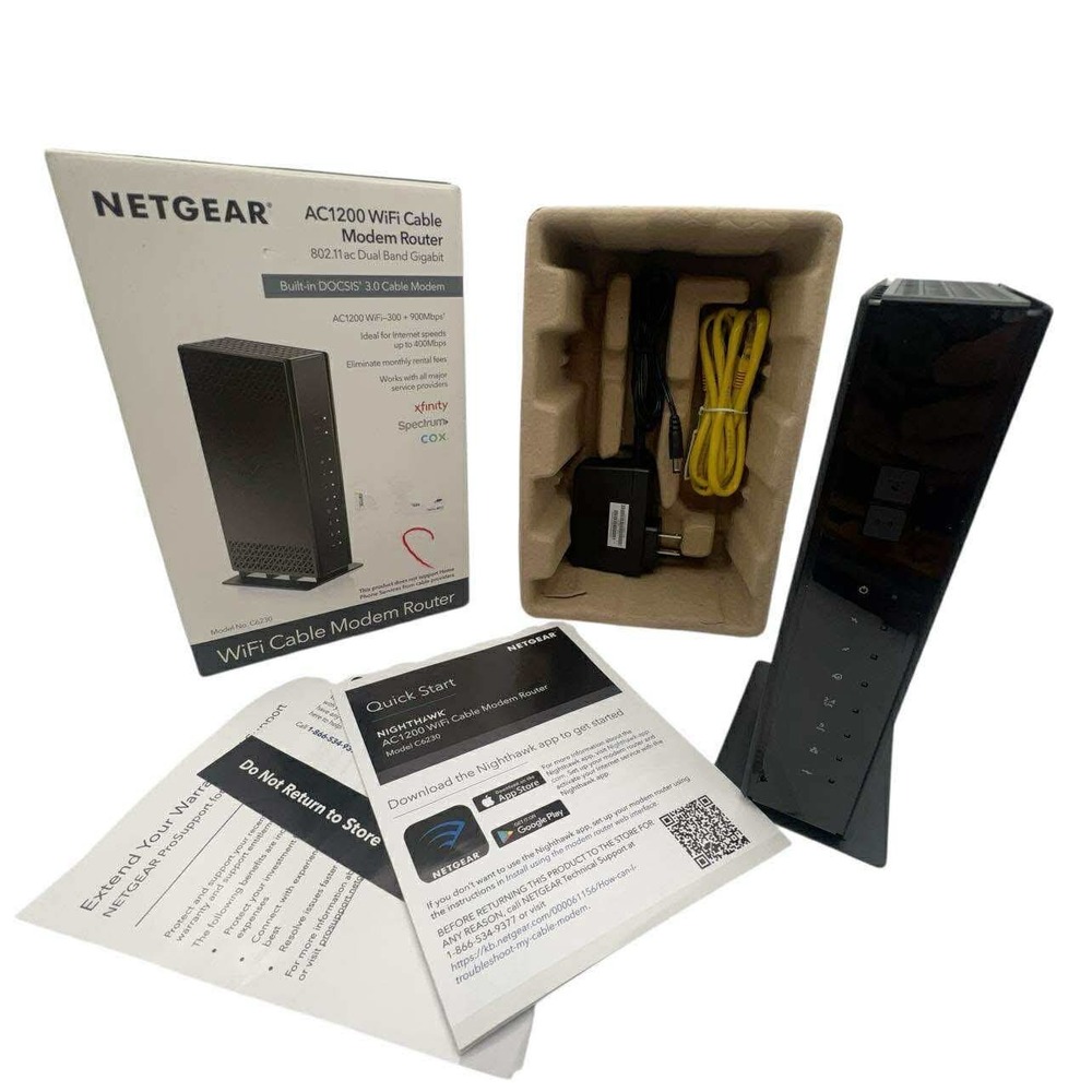 NETGEAR AC1200 WiFi Cable Modem Router C6230 DOCSIS 3.0 Dual Band‎ Gigabit NEW